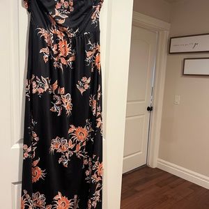 Grace Karin Women’s Size Large Floral Strapless Maxi Dress with pockets!!